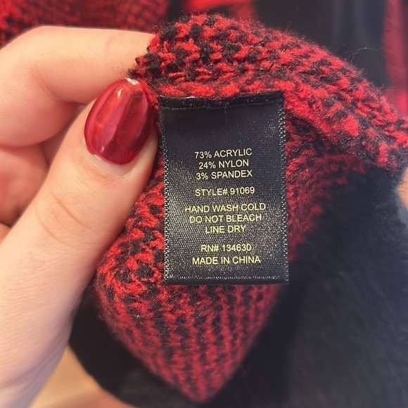 Sunday In Brooklyn Red & Black Plaid Crew Neck Pullover Sweater NWT - Picture 3 of 4